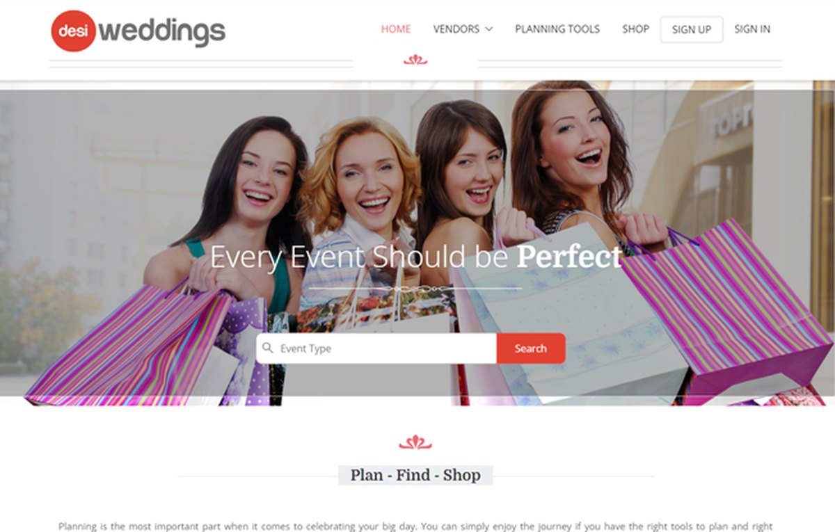 Desi Weddings website